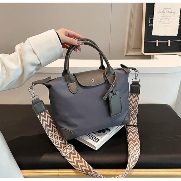 Chic Lightweight Purse with Leather Top-handle Gray - Picture 3 of 6